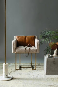 Papillonne Brass Plated Modern Chair with Pillow 'Set of 4'
