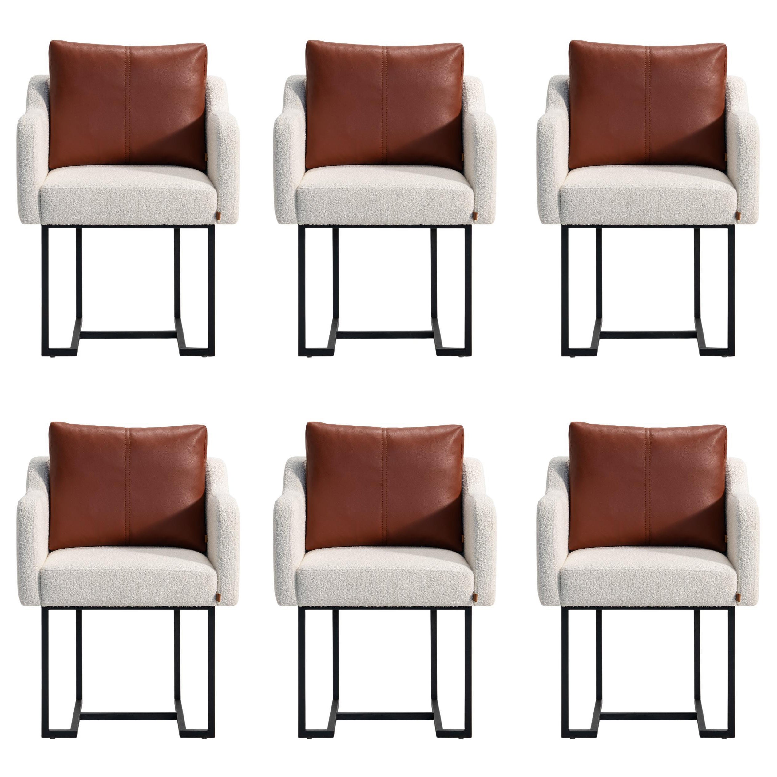 Papillonne Chair with Black Metal Leg and High Pillow
Set of 6