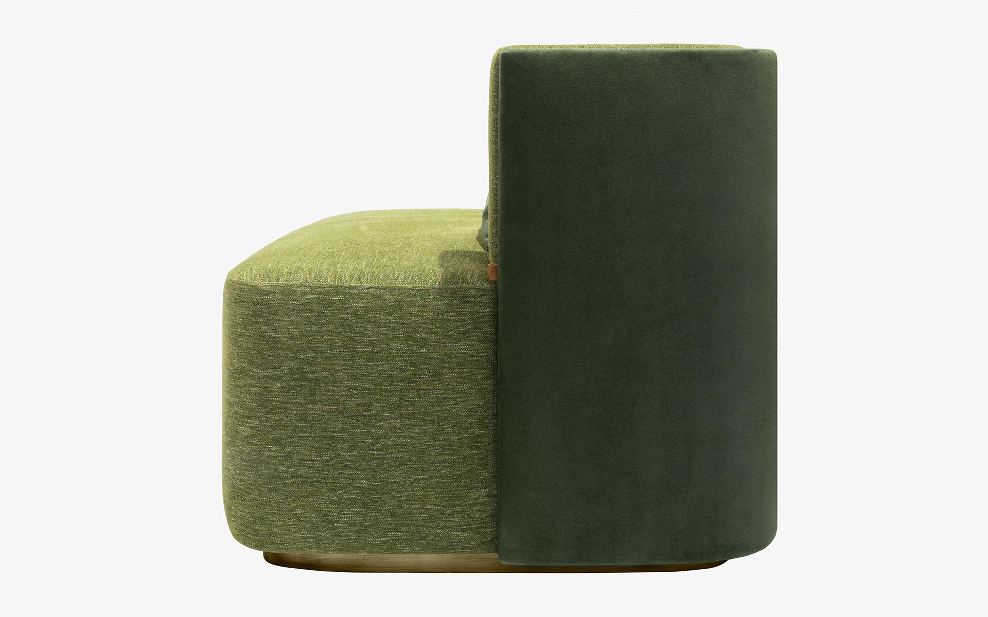 Modern Papillonne Green Armchair with Brass Plated Accessory For Sale
