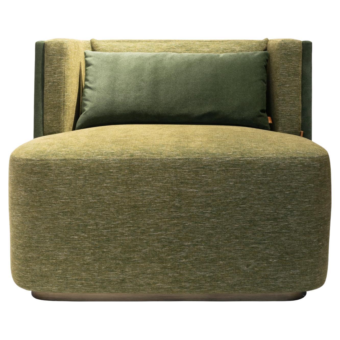 Papillonne Green Armchair with Brass Plated Accessory