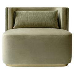 Papillonne Green Corduroy Upholstered Armchair