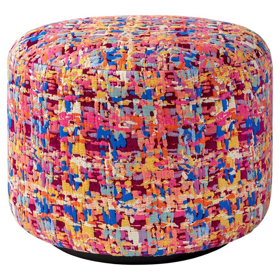 Papillonne Pink Kenzo Circular Pouffe *LEAD TIME 4 WEEKS* For Sale
