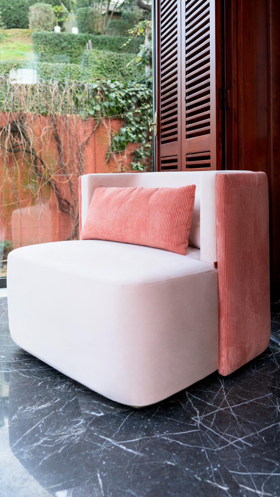 Papillonne Salmon Pink Armchair Ready to Ship For Sale 2