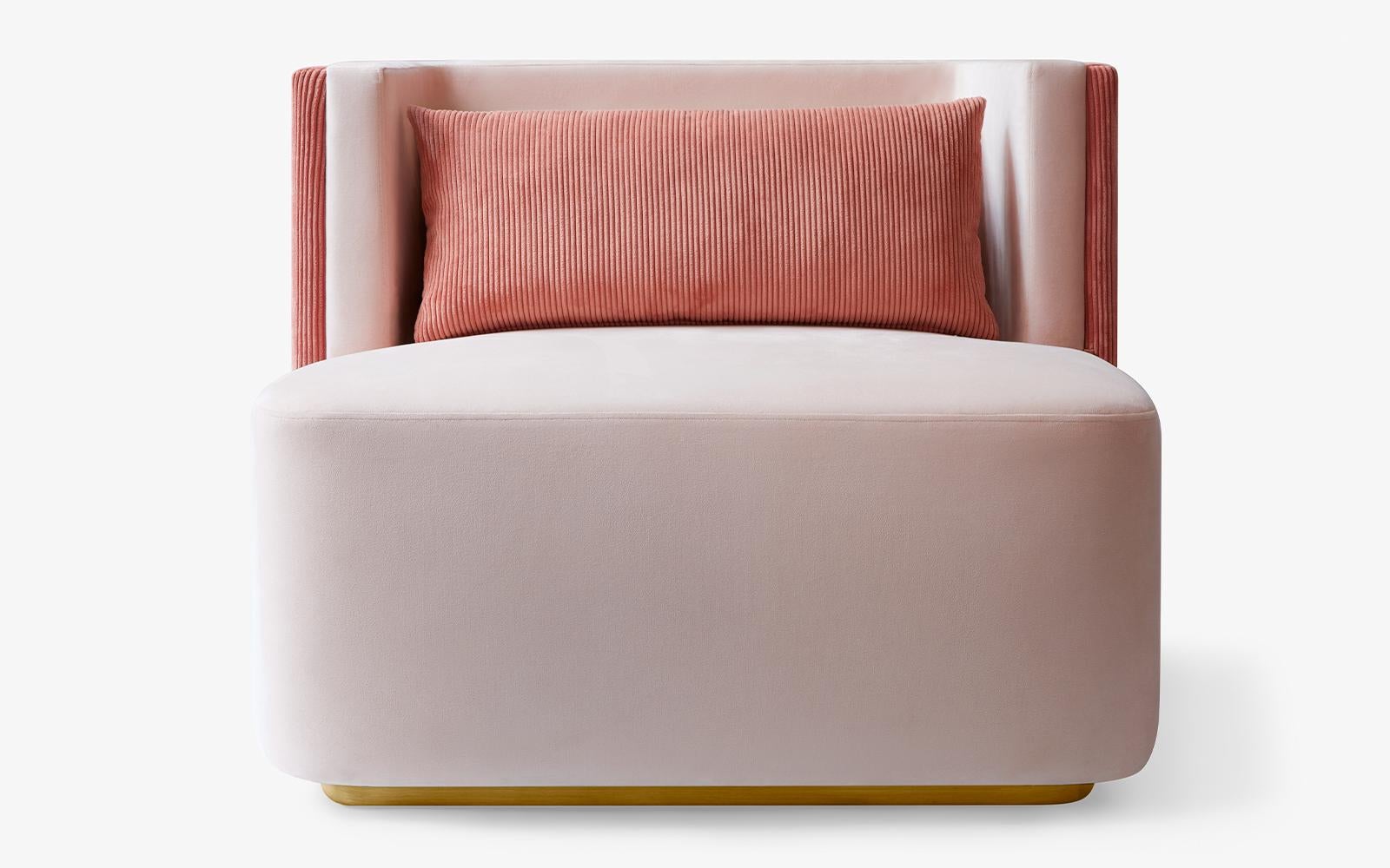 Contemporary Papillonne Salmon Pink Armchair For Sale