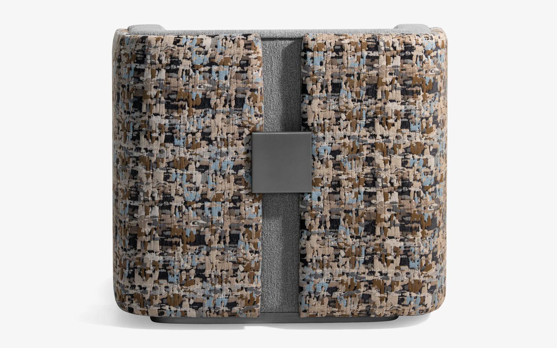 Contemporary Papillonne Swivel Armchair in Pastel Kenzo and Bouclet Fabric For Sale