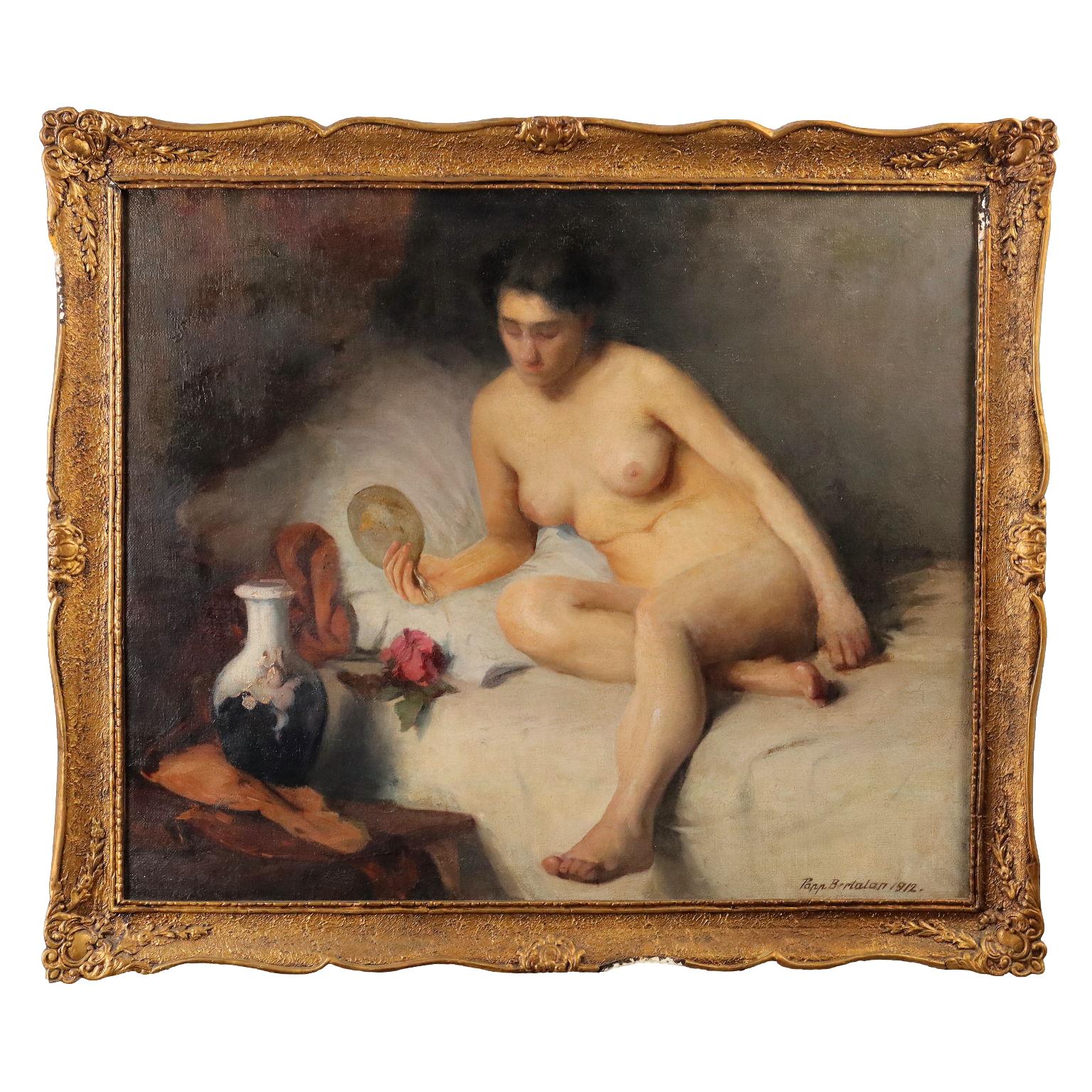 Papp Bertalan Figurative Painting - Nudo femminile 1912