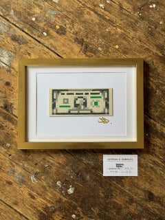 Money 3-D pop art using perler beads framed gold contemporary pixels (en anglais)