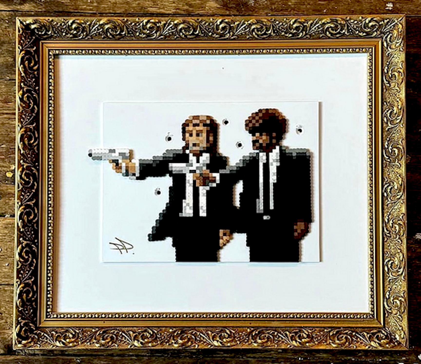 3-D-Pop-Art, gerahmte zeitgenössische Pixel, Interieur, figurativ, Landschaft, Pulp Fic im Angebot 1