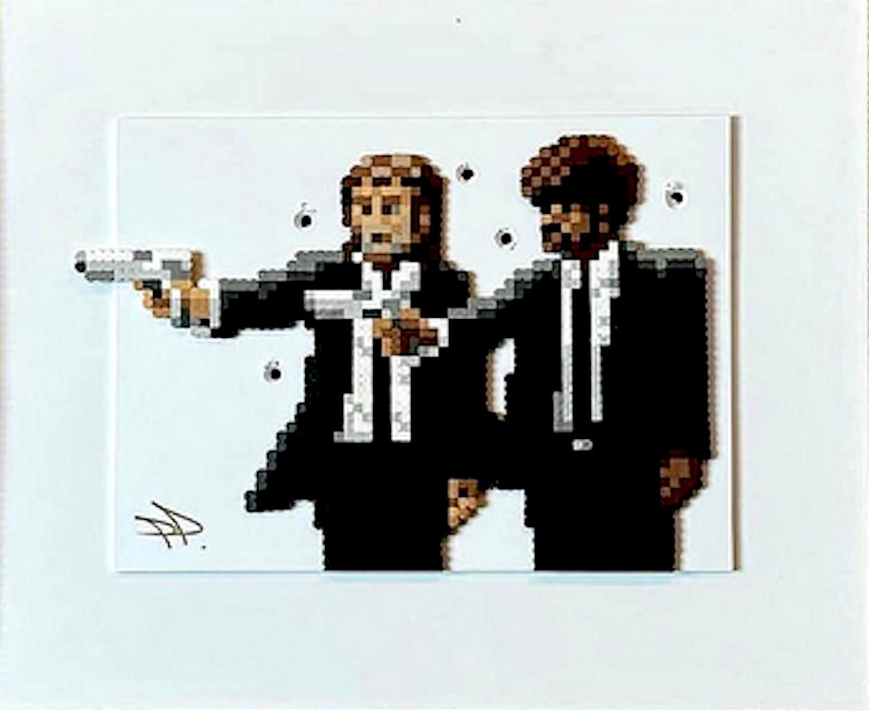 3-D-Pop-Art, gerahmte zeitgenössische Pixel, Interieur, figurativ, Landschaft, Pulp Fic im Angebot 2