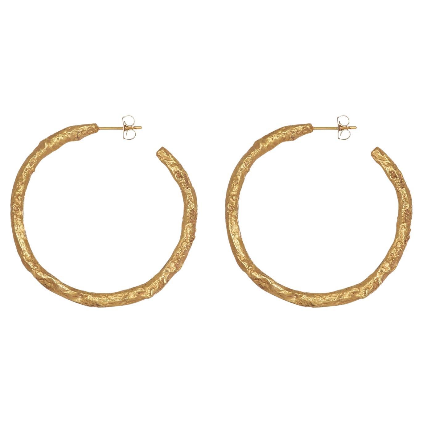 Papua Earrings II  24ct gold plated bronze and the ear pin made of silver For Sale