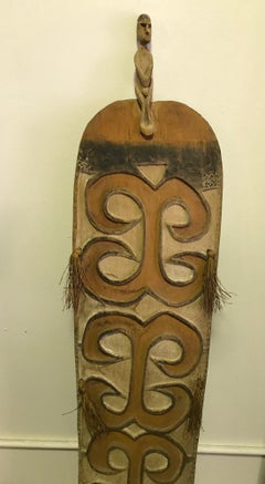 Papua New Guinea Irian Jaya Indonesia Asmat Carved Wood Shield, 19th Century