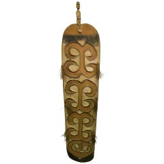 Papua New Guinea Irian Jaya Indonesia Asmat Carved Wood Shield, 19th Century