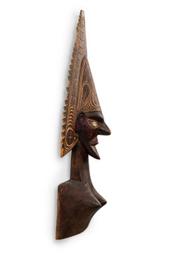Papua New Guinean Carved Wood and Cowrie Shell Mask / Figure