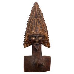 Papua New Guinean Carved Wood and Cowrie Shell Mask / Figure