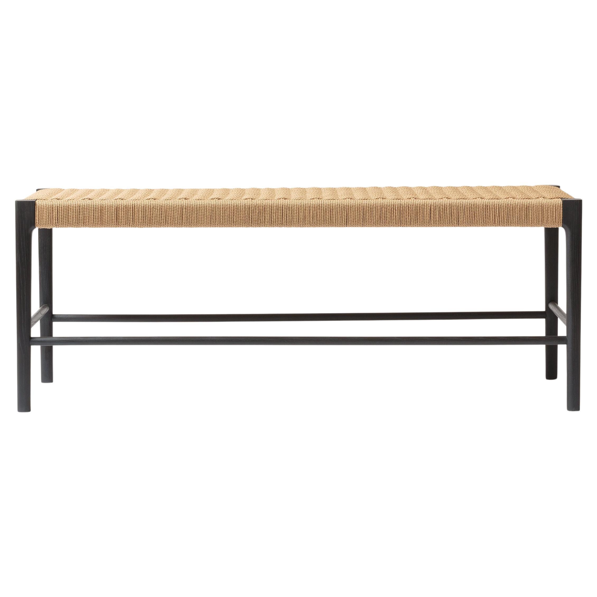 Papyri Bench, Occasional Woven Bench in Blackened Ash and Natural Danish Cord