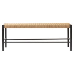 Papyri Bench, Occasional Woven Bench in Blackened Ash and Natural Danish Chord