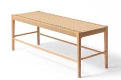Papyri Bench, Occasional Woven Bench in White Oak and Natural Danish Chord