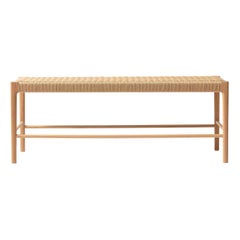 Banc Papyri, banc d'appoint tissé en chêne blanc et cordon danois naturel