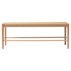 Papyri Bench, Occasional Woven Bench in White Oak and Natural Danish Chord