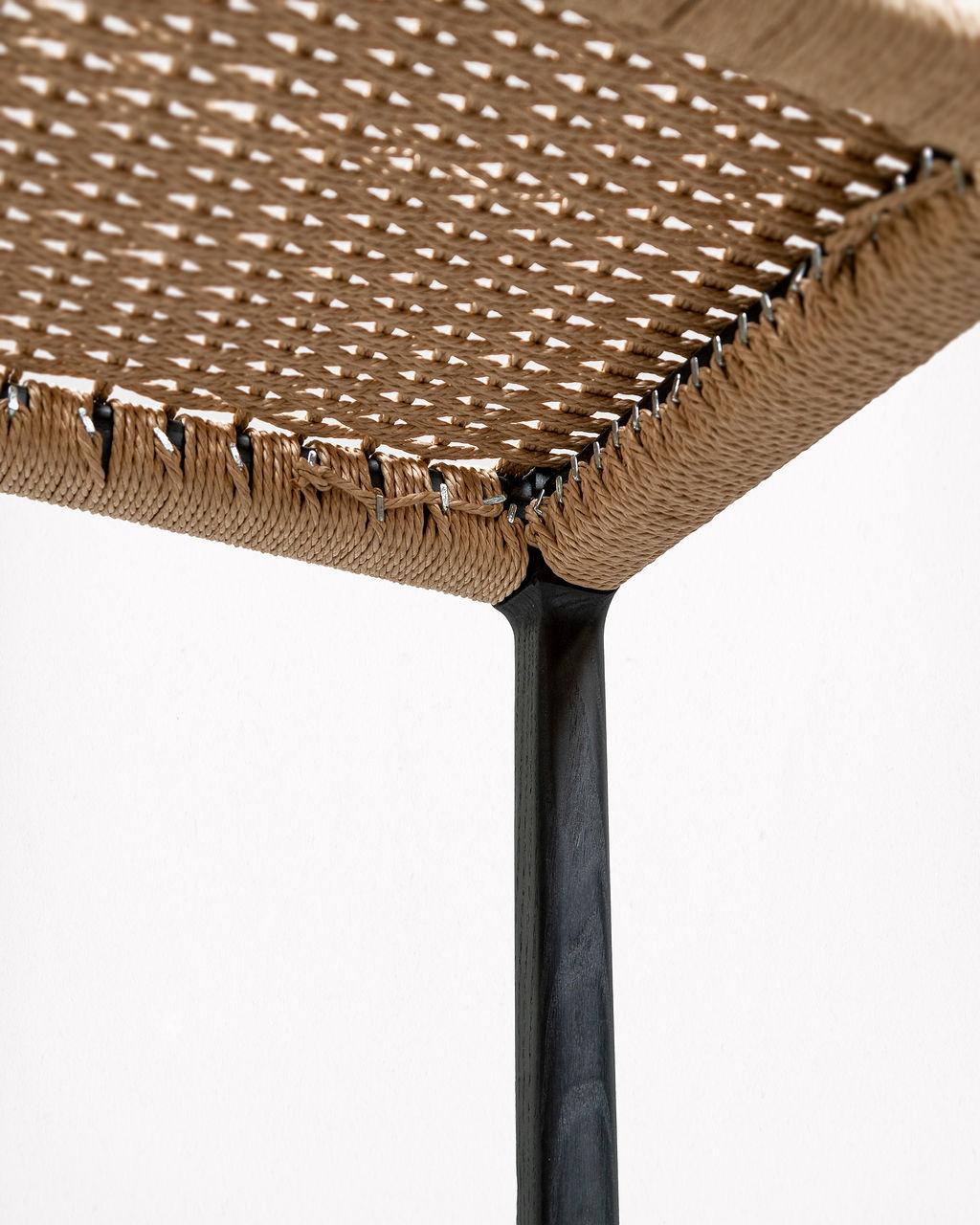 American Papyri Stool in Blackened Ash with Handwoven Danish Cord For Sale