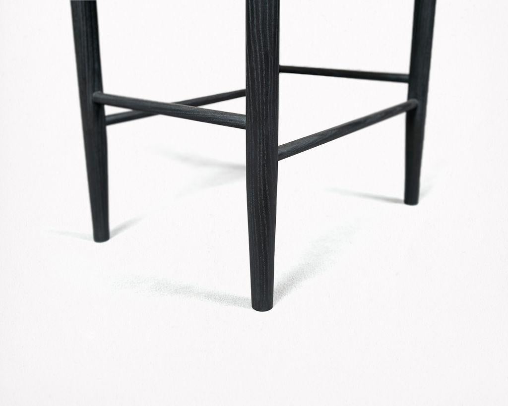 Hand-Crafted Papyri Stool in Blackened Ash with Handwoven Danish Cord For Sale