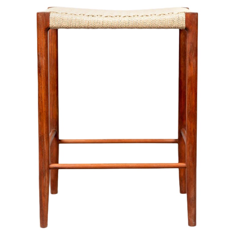 Papyri Stool in Cherry with Handwoven Danish Cord
