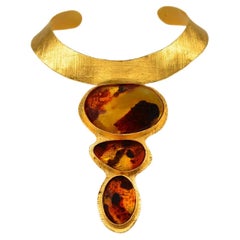 Collana Papyrus Collection - Bronzo placcato oro con ambra