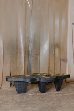 Dark Walnut and Casted Bronze Paquime Bench by Abel Carcamo