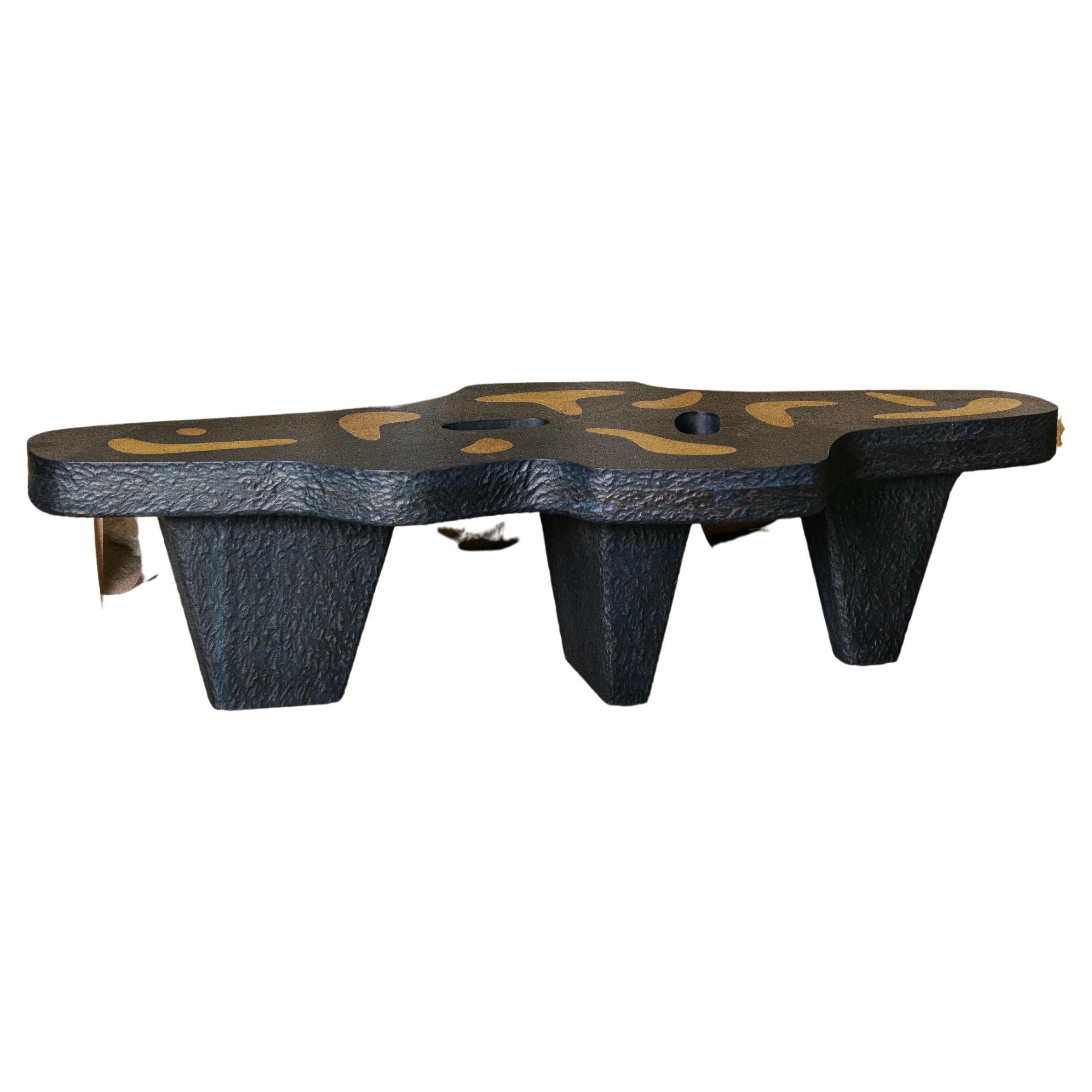 Dark Walnut and Casted Bronze Paquime Bench by Abel Carcamo For Sale