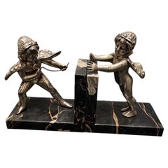 Par de apreta libros franceses "niños" estilo Art. Deco circa 1925