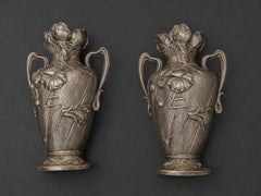 Par de floreros Art Noveau de Alphonse Debain de plata francesa C.1900