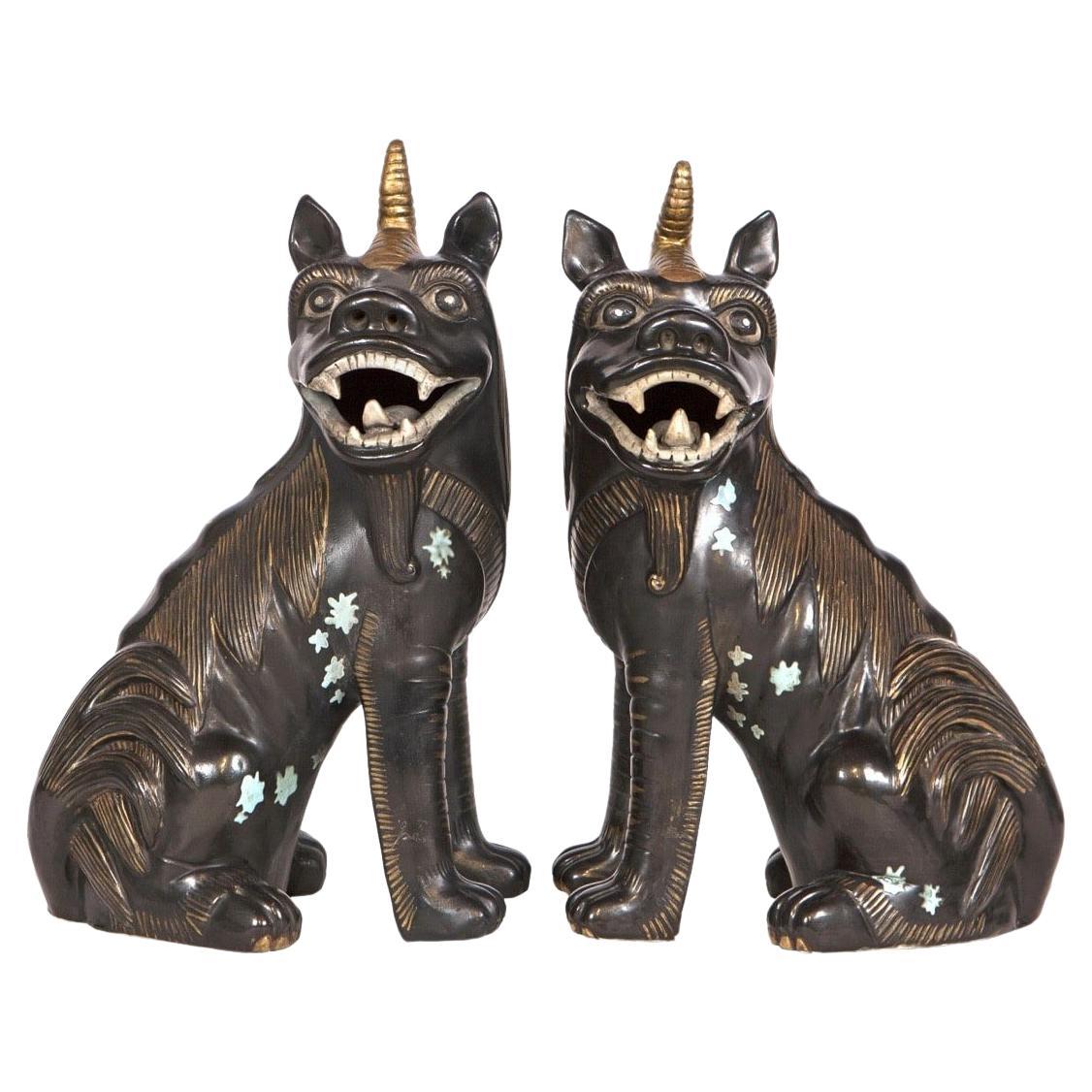 Pair of Chinese Porcelain Chimeras For Sale