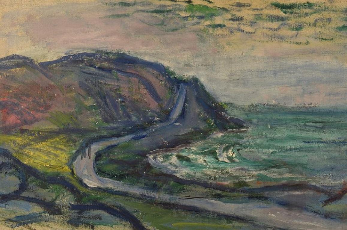 Moderno Pär Lindblad, Svezia, Olio su tela, Paesaggio modernista, anni '40 in vendita
