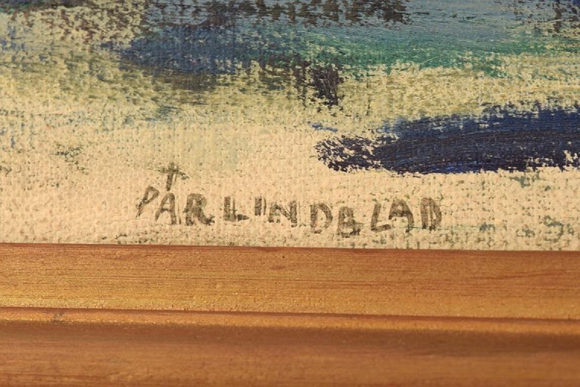 Pr Lindblad, Suède, huile sur toile, paysage moderniste, années 1940 Excellent état - En vente à Copenhagen, DK