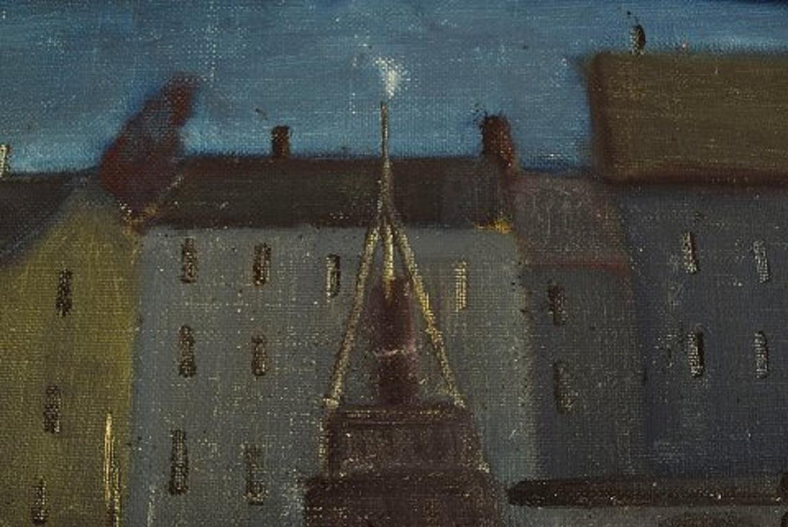 Other Svend Aage Tauscher, Oil on Board, Modernist Motif of Copenhagen