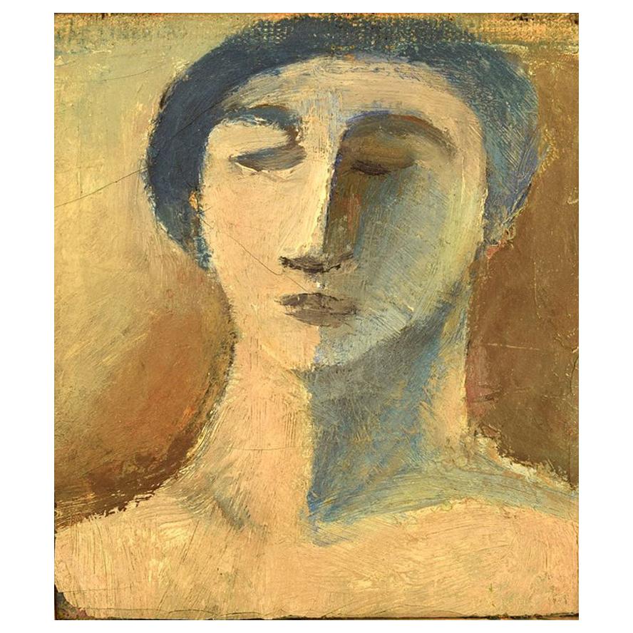 Pär Lindblad Swedish Artist, Oil on Canvas, 1960s, Male Portrait