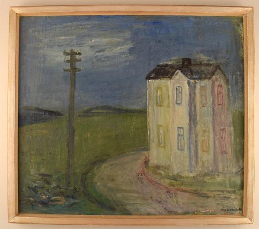 Pär Lindblad (b. 1907, d. 1981), Swedish artist. Oil on canvas. Modernist landscape with a house. Dated 1946.
The canvas measures: 57 x 50 cm.
The frame measures: 2.5 cm.
Signed and dated.
In very good condition.
20th century Scandinavian