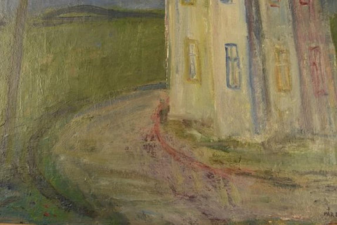 Pär Lindblad, Swedish Artist, Oil on Canvas, Modernist Landscape In Good Condition In Copenhagen, DK