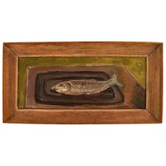 Pär Lindblad, Swedish Artist. Oil on Board. Still Life with Fish