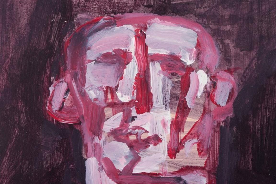 Pär Lindblad. Gouache auf Papier. Abstrakte Komposition mit Figur. im Zustand „Hervorragend“ im Angebot in Copenhagen, DK