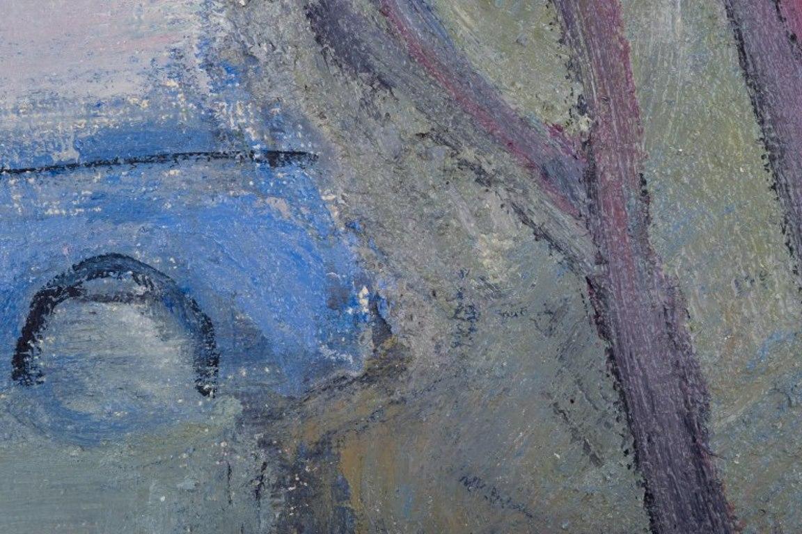 Pär Lindblad, eingetragener schwedischer Künstler. Öl auf Leinwand.  Landschaft mit Flusslandschaft im Zustand „Hervorragend“ im Angebot in Copenhagen, DK
