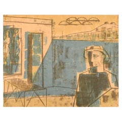 Pär Lindblad, Sweden, Watercolor, Modern Composition with Man