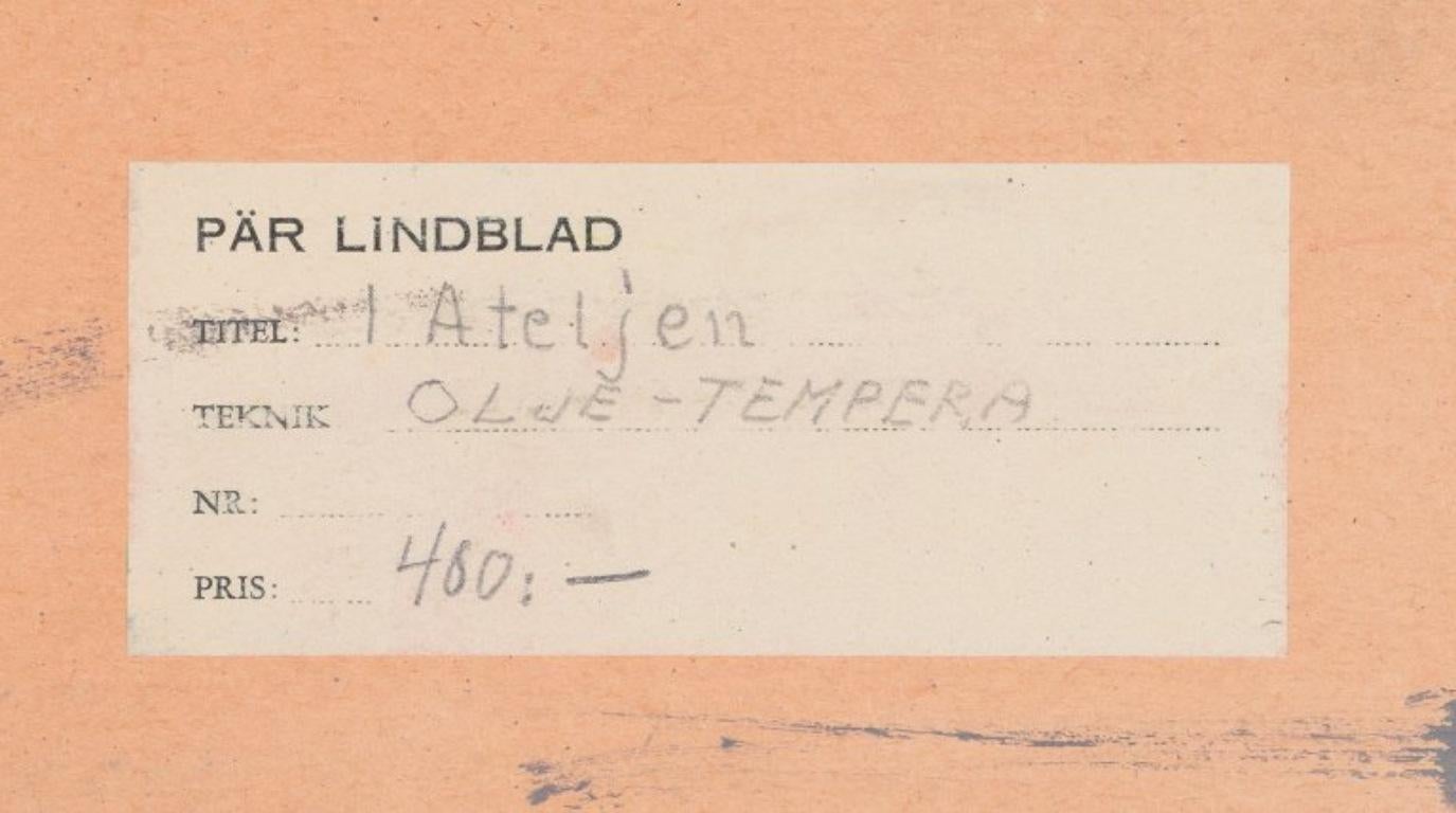 Pär Lindblad, schwedischer Künstler. Öl auf Karton. „Im Studio.“ Mitte des 20. Jahrhunderts im Angebot 1