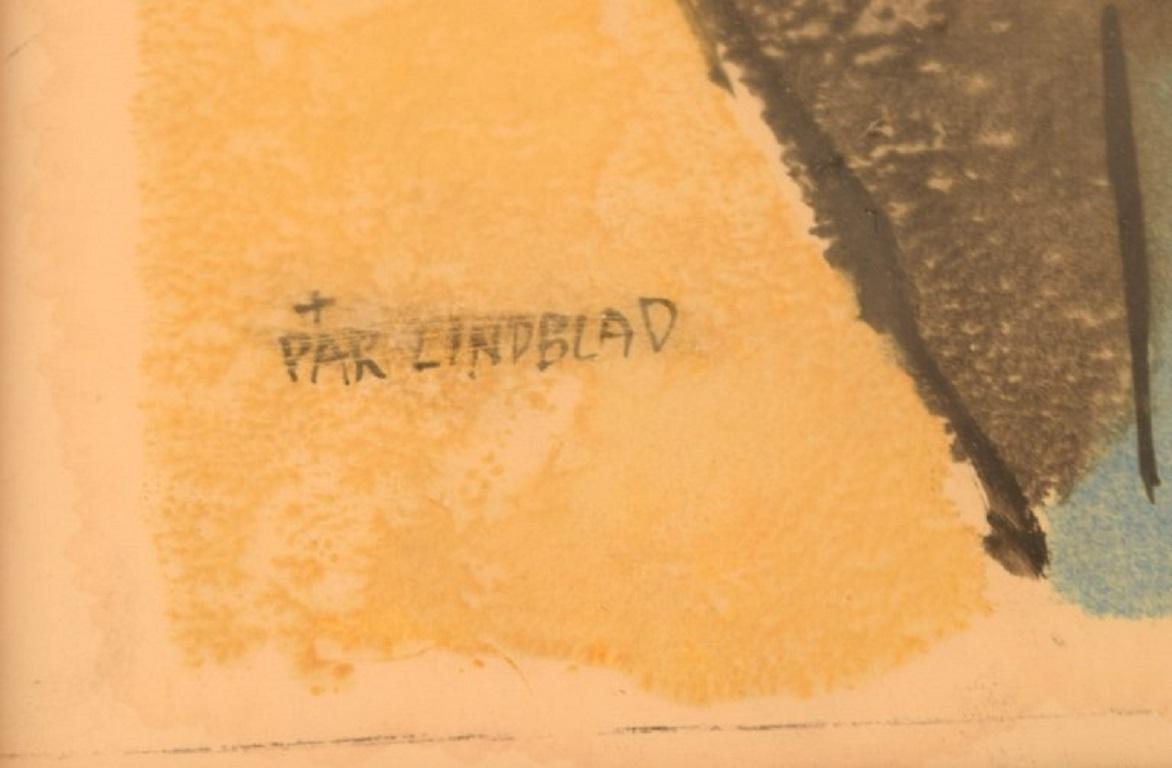 Pär Lindblad, schwedischer Künstler. Aquarell auf Papier. Zusammensetzung mit Figur. (20. Jahrhundert) im Angebot