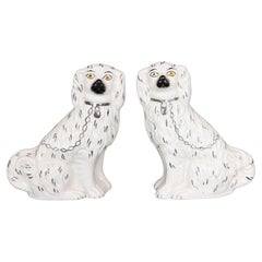 Par de Figuritas Antiguas de Perros Spaniel Inglés de Staffordshire de principios del siglo XX