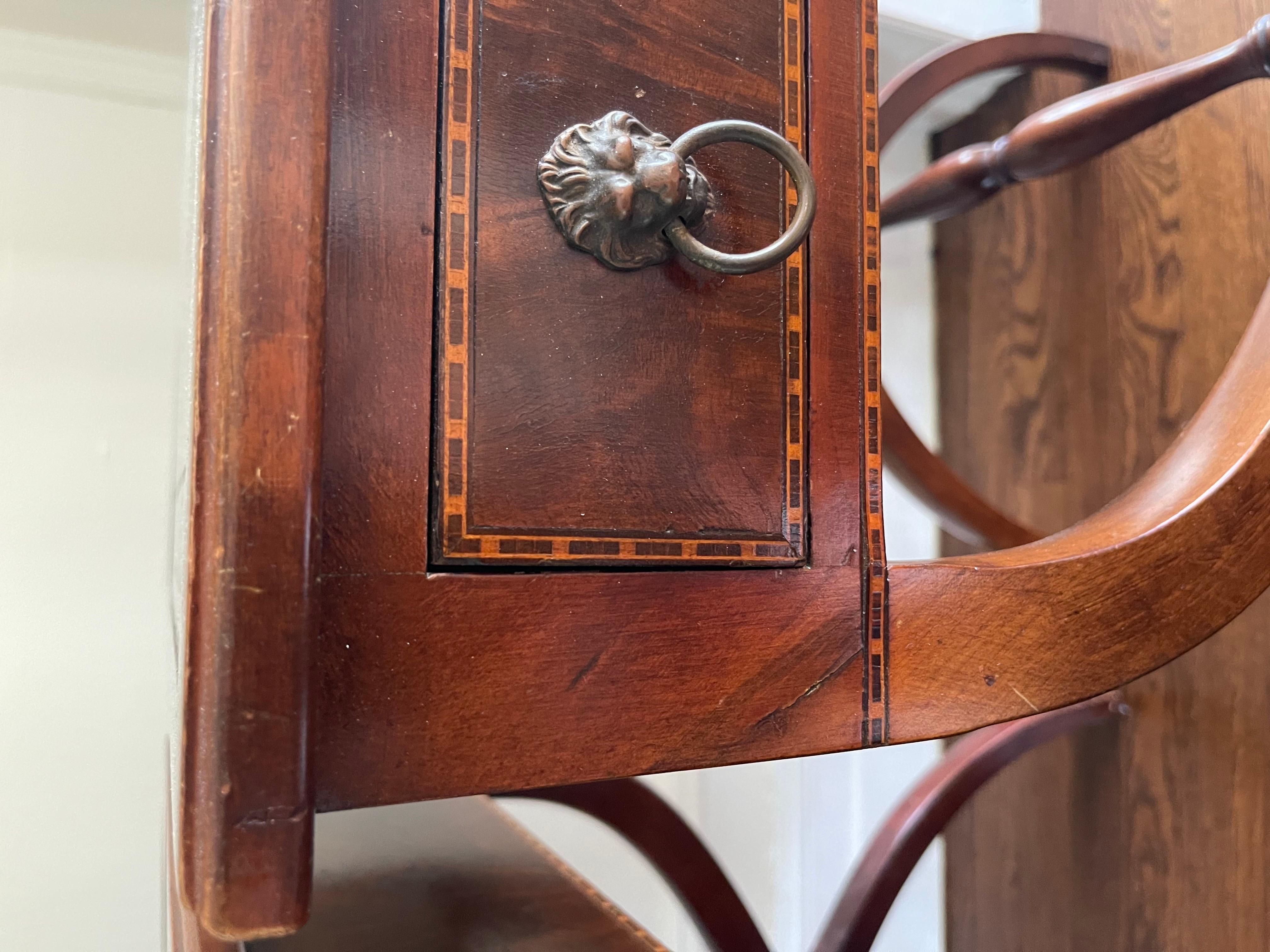 19th Century Par of Antique Mahogany X-Base Leather Top End Table Nightstands