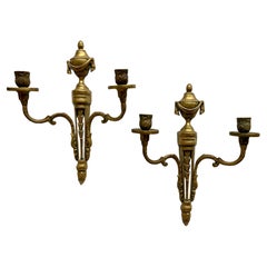 Antique Par of French Early 20th Century Bronze Wall Sconces - Louis XVI Revival Style