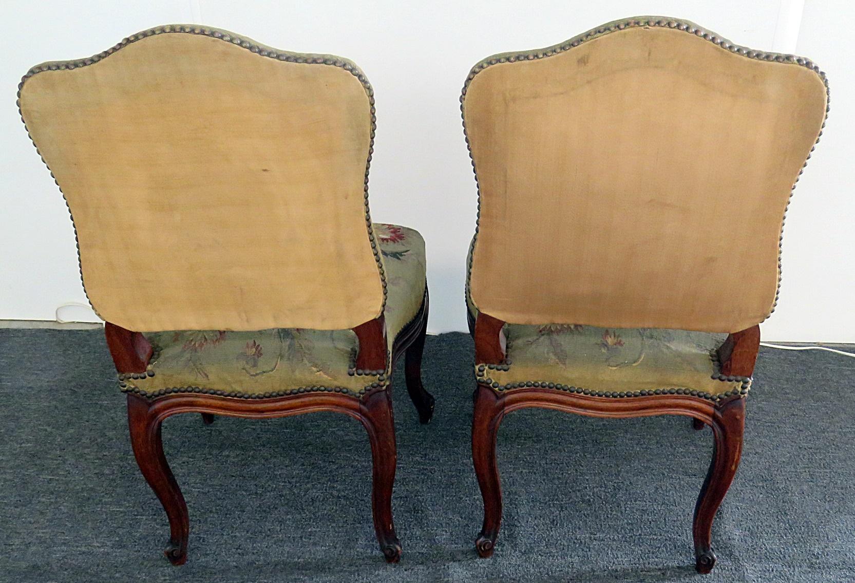 Par of Louis XVI Style Needle Point Side Chairs 1