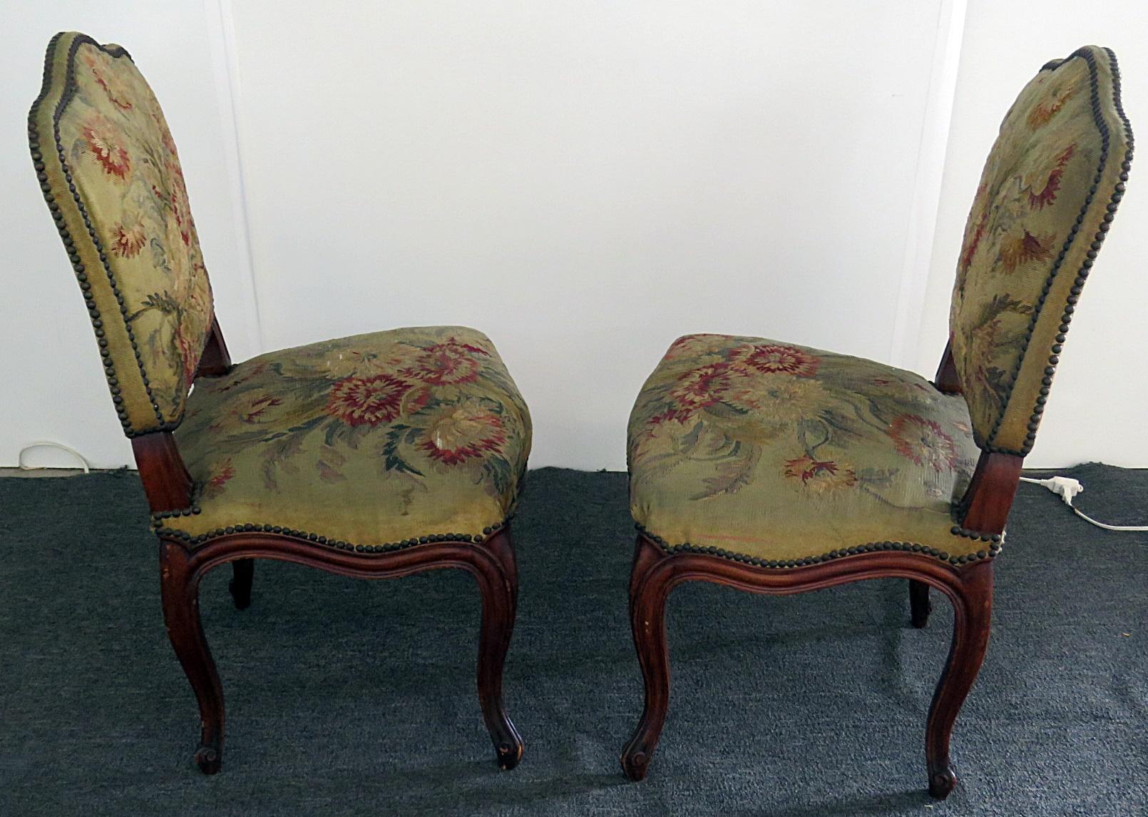 Par of Louis XVI Style Needle Point Side Chairs 2