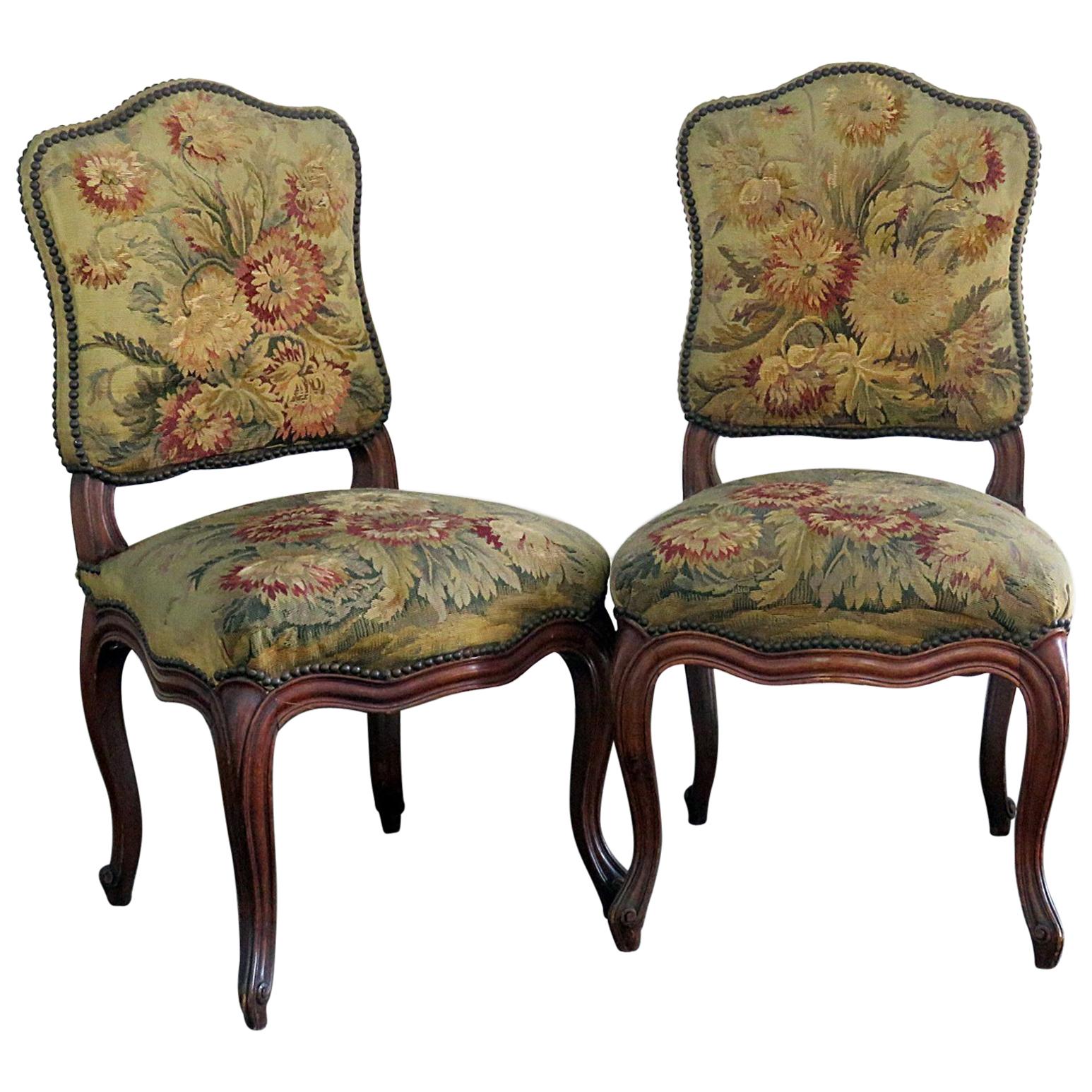 Par of Louis XVI Style Needle Point Side Chairs